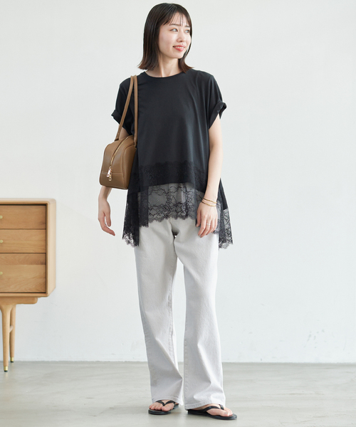 SLOBE IENA（スローブイエナ） tシャツ 「シリーズあり」レースコンビ