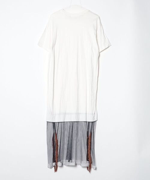 「TOGA PULLA」 裾メッシュ フリンジ ロングワンピース 36 ホワイト レディース_画像2
