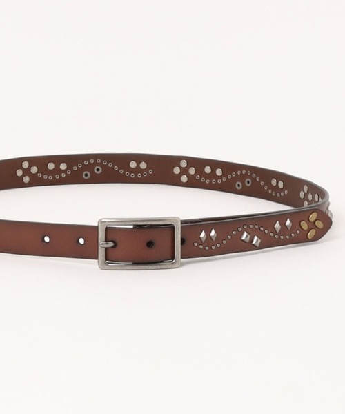 A.M.S. ベルト TACHIYA 牛革 25mm スタッズデザイン スクエアバックル