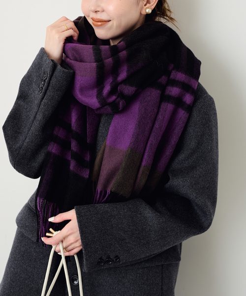【TWEEDMILL/ツイードミル】 大判チェックストール パープルC TWEED MILL（ツイードミル） ストール マフラー 「追加」TWEED MILL