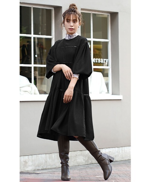 「zootie」 「ZOOTIE DES SUCETTES」長袖ワンピース M ブラック レディース_画像5