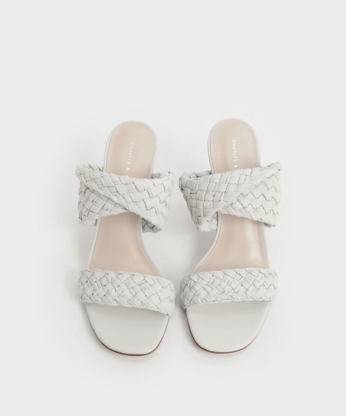 CHARLES ＆ KEITH サンダル ダブルストラップ ウーブンヒールド