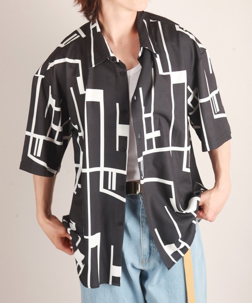 WESTSEA シャツ 総柄とろみシャツ ビッグシルエットシャツ