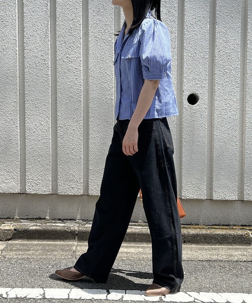 ★新品★Rene★ジレ シャツ ブラウス ベスト★36★カーキ ストライプ★ 夏長マルチストライプシャツ（7202261）｜men（メンズ）｜小泉