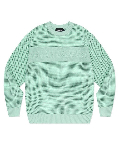 ニット セーター 「mahagrid/マハグリッド」BASIC LOGO MESH KNIT/ベーシックロゴメッシュニット レディース メンズ MAHAGRID ニット セーター 「mahagrid/マハグリッド」BASIC LOGO