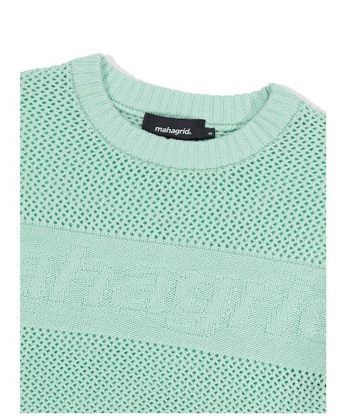 ニット セーター 「mahagrid/マハグリッド」BASIC LOGO MESH KNIT/ベーシックロゴメッシュニット レディース メンズ MAHAGRID ニット セーター 「mahagrid/マハグリッド」BASIC LOGO