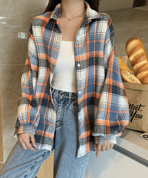 Ada. ブラウス シャツ レギュラーカラー チェック柄 シャツ レディース