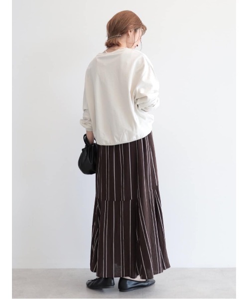※丈直しあり※【美品】マイラン　リネン　スカート　ストライプ　ボーダー 丈直しあり※【美品】マイラン リネン スカート ストライプ