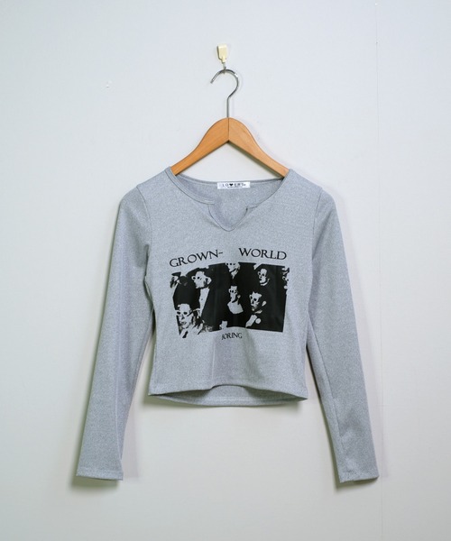 shopnikoniko tシャツ ロンT プリント 長袖 ショート丈 韓国