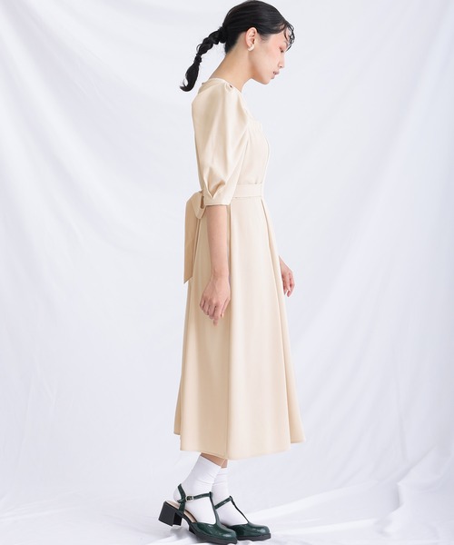 alto パーティードレス 結婚式 atlo（アトロ） ドレス 結婚式 パーティードレス 七分袖とロングリボン