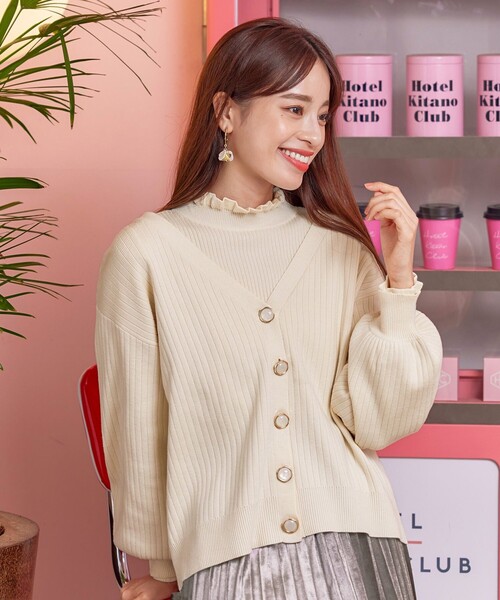 Tiaclasse カーディガン 「洗える」シェルボタンカーディガン