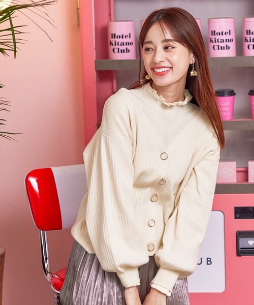 Tiaclasse カーディガン 「洗える」シェルボタンカーディガン