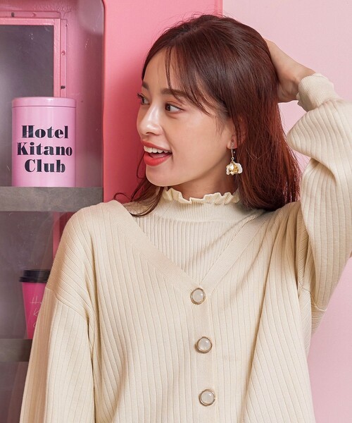 Tiaclasse カーディガン 「洗える」シェルボタンカーディガン