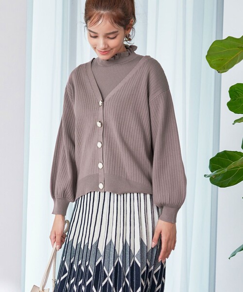 Tiaclasse カーディガン 「洗える」シェルボタンカーディガン