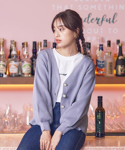 Tiaclasse カーディガン 「洗える」シェルボタンカーディガン