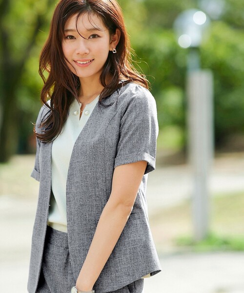 極美品✨ドゥクラッセ　テーラードジャケット　麻　洗える　希少カラー　L相当 極美品✨ドゥクラッセ テーラードジャケット 麻 洗える 希少