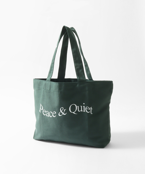 【とても美品】Peaceful ロゴ ブラック トートバッグ PEACE & QUIET トートバッグ 「PEACE＆QUIET / ピース ＆ クワイエット