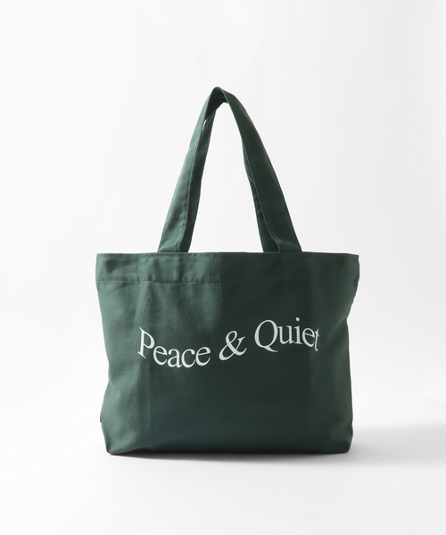 【とても美品】Peaceful ロゴ ブラック トートバッグ PEACE & QUIET トートバッグ 「PEACE＆QUIET / ピース ＆ クワイエット