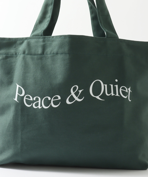 【とても美品】Peaceful ロゴ ブラック トートバッグ PEACE & QUIET トートバッグ 「PEACE＆QUIET / ピース ＆ クワイエット