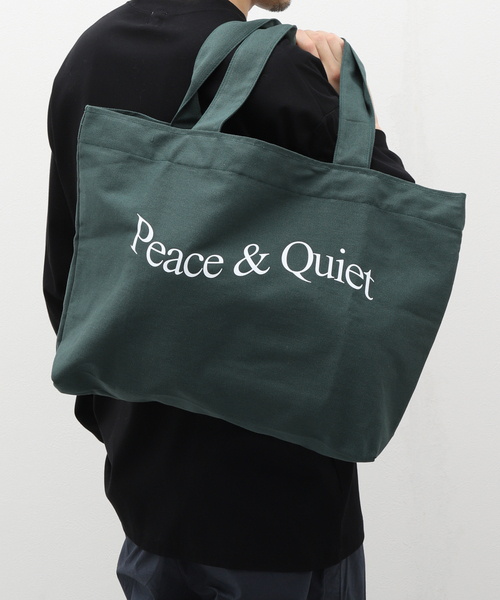 【とても美品】Peaceful ロゴ ブラック トートバッグ PEACE & QUIET トートバッグ 「PEACE＆QUIET / ピース ＆ クワイエット