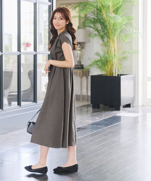 Tiaclasse ワンピース 「洗える」リネンライクフレンチスリーブ