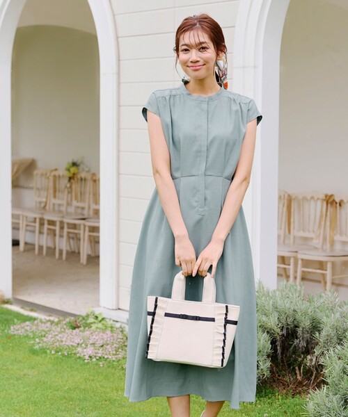 Tiaclasse ワンピース 「洗える」リネンライクフレンチスリーブ