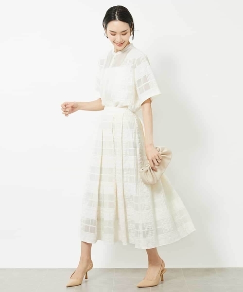 ミッシェルクラン（MICHEL ）/[小さいサイズ]チェックジャカードレーススカート(セットアップ対応) MICHEL KLEIN（ミッシェルクラン） スカート 「セットアップ対応