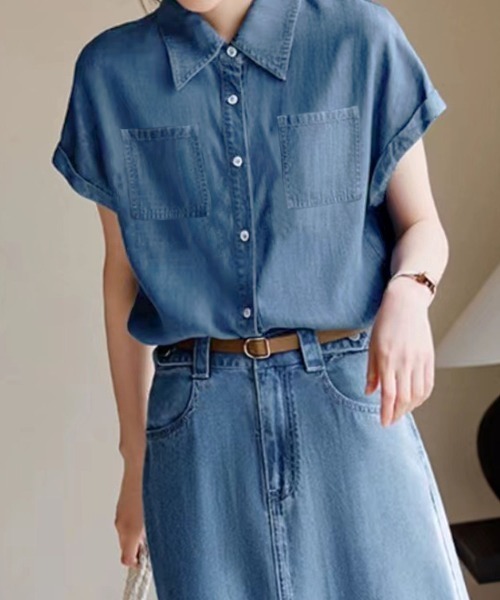 ブラウス シャツ WAIST FIT DENIM シャツ レディース Calvin Klein ブラウス シャツ テンセル デニムシャツ