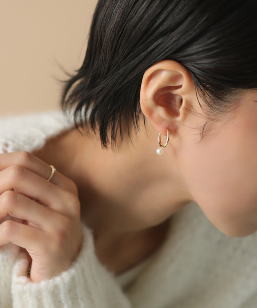 lilas パール付フープピアス Lilas ピアス 「WEB限定」パールフープピアスM K10（両耳