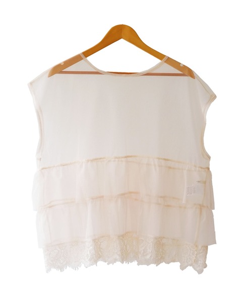 ベスト ジレ Tulle tops　チュールトップス レディース KOBE LETTUCE ベスト ジレ チュールフリルベストトップス