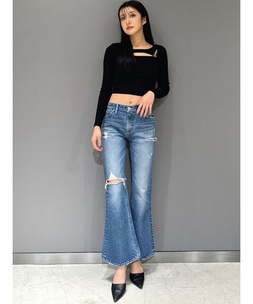 女性が喜ぶ♪ ジーンズ GYDA デニム RIPPED ミドルウエストSIDE デニムパンツ パンツ