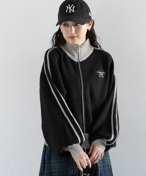 CONVERSE カーディガン CONVERSE/ロゴ刺繍ショートニット