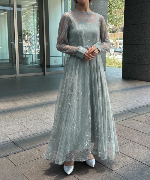 ドレス 2wayレースレイヤードドレス 結婚式 パーティードレス