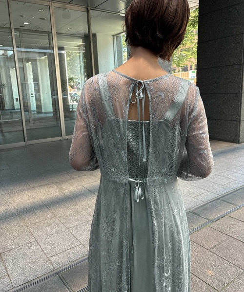 ドレス 2wayレースレイヤードドレス 結婚式 パーティードレス