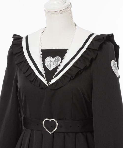 DearMyLoveWhip リボンハートメイドワンピース 大きいサイズ 5L STEPUP対象】【送料無料】リボンハートメイドワンピース