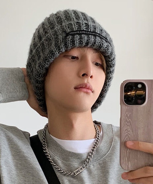 NOWLE（ノウル） ニット帽 ニットキャップ 「NOWLE」ワンポイント リブ