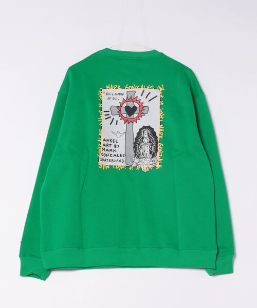 MARK & LONA 蛍光グリーン スウェット What it isNt）ART BY MARKGONZALES トレーナー スウェット メンズ