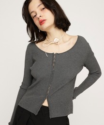 tシャツ FRONT LOGO RIB TOPS フロント ロゴ リブ トップス 半袖 夏服 レディース FRONT LOGO RIB TOPS フロント ロゴ リブ トップス 半袖 夏服（T