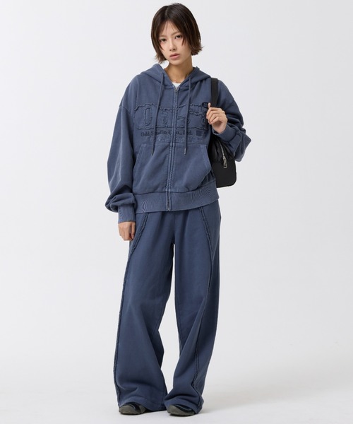 ODD STUDIO パンツ 「OddStudio」ピグメントバックダメージロゴ