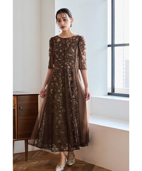 【niana】　ドレス　M 結婚式　オケーション niana ドレス ケープセットメッシュドレス 結婚式 パーティー