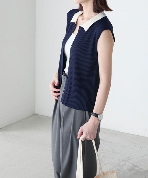 【新品タグ付き】yo biotop ノースリーブニット THE YOn 2025 Summer Collection ＜ノースリーブボーダー