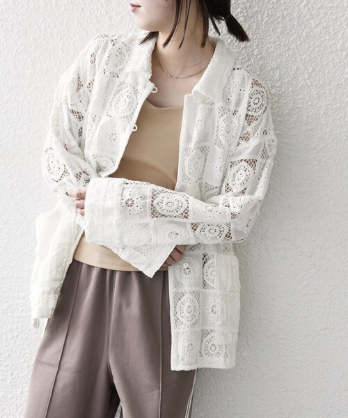 SHIPS any コート アウター any:「手洗い可能」パッチワーク レース