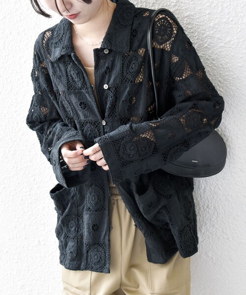 SHIPS any コート アウター any:「手洗い可能」パッチワーク レース