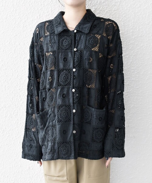 SHIPS any コート アウター any:「手洗い可能」パッチワーク レース