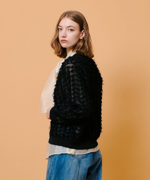 allureville カーディガン シアーカットジャガードカーディガン