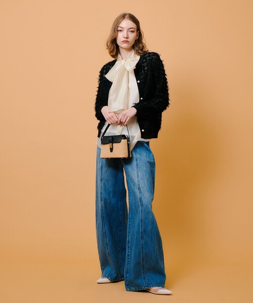 allureville カーディガン シアーカットジャガードカーディガン