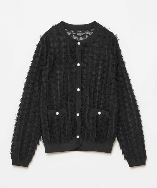 allureville 黒シアーロングカーディガン allureville カーディガン シアーラミーカーディガン レディース