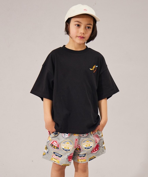 MEDM 小菊 刺繍 半袖 Tシャツ ロゴ ルーズ ストリート 男女兼用 PAIRMANON STREET tシャツ 「遮熱」「PAIRMANON STREET」胸刺繍