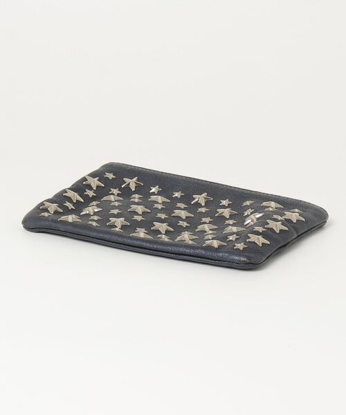 直営店‐Jimmy Choo‐ Avenue ポーチ Avenue Pouch | Latte 刺繍入り Natural ラフィアレザー・ポーチ