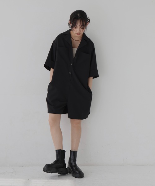 hellam サロペット オーバーオール クレープ シャツロンパース